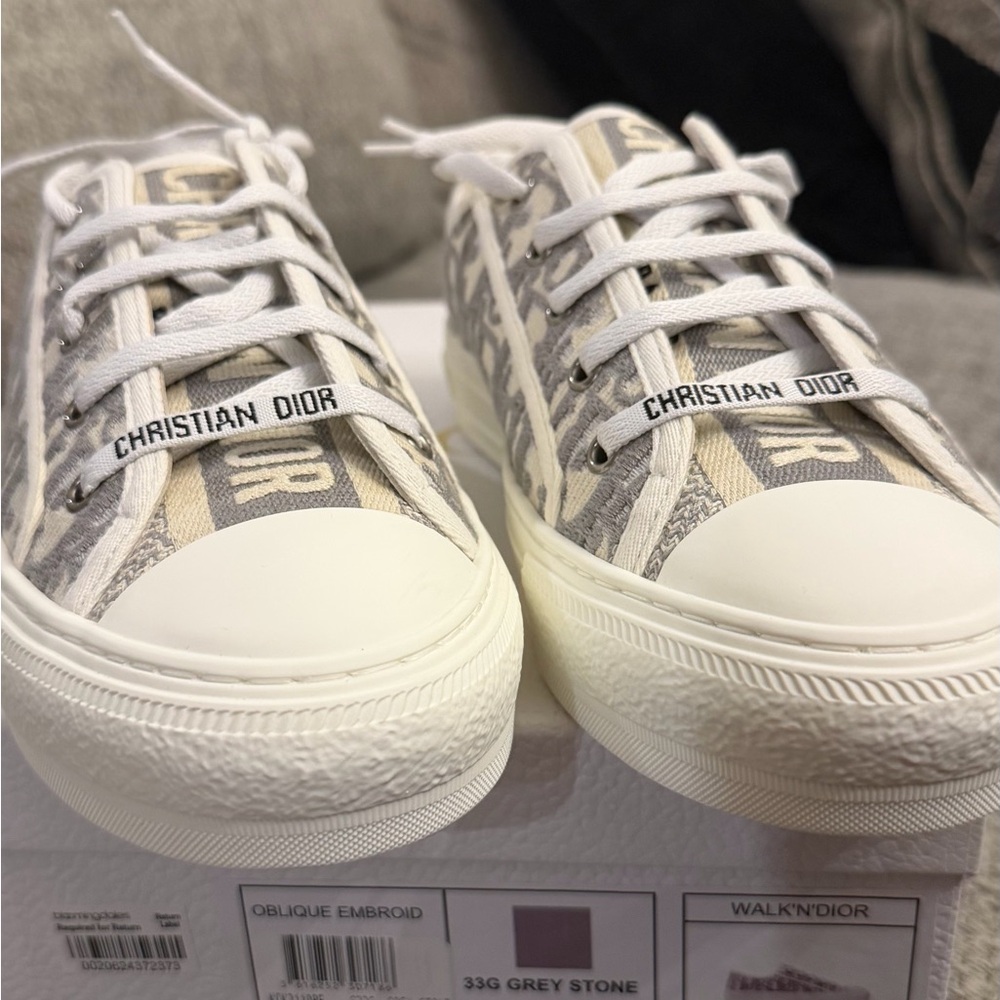 Dior Oblique Embroidered Sneakers in Gray Stone. - New Never Worn